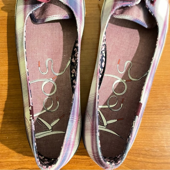 Keds Womens Ballet Flats Sneaker Size 9.5 Fabric Plaid Slip-On Comfort Round Toe - Picture 6 of 8
